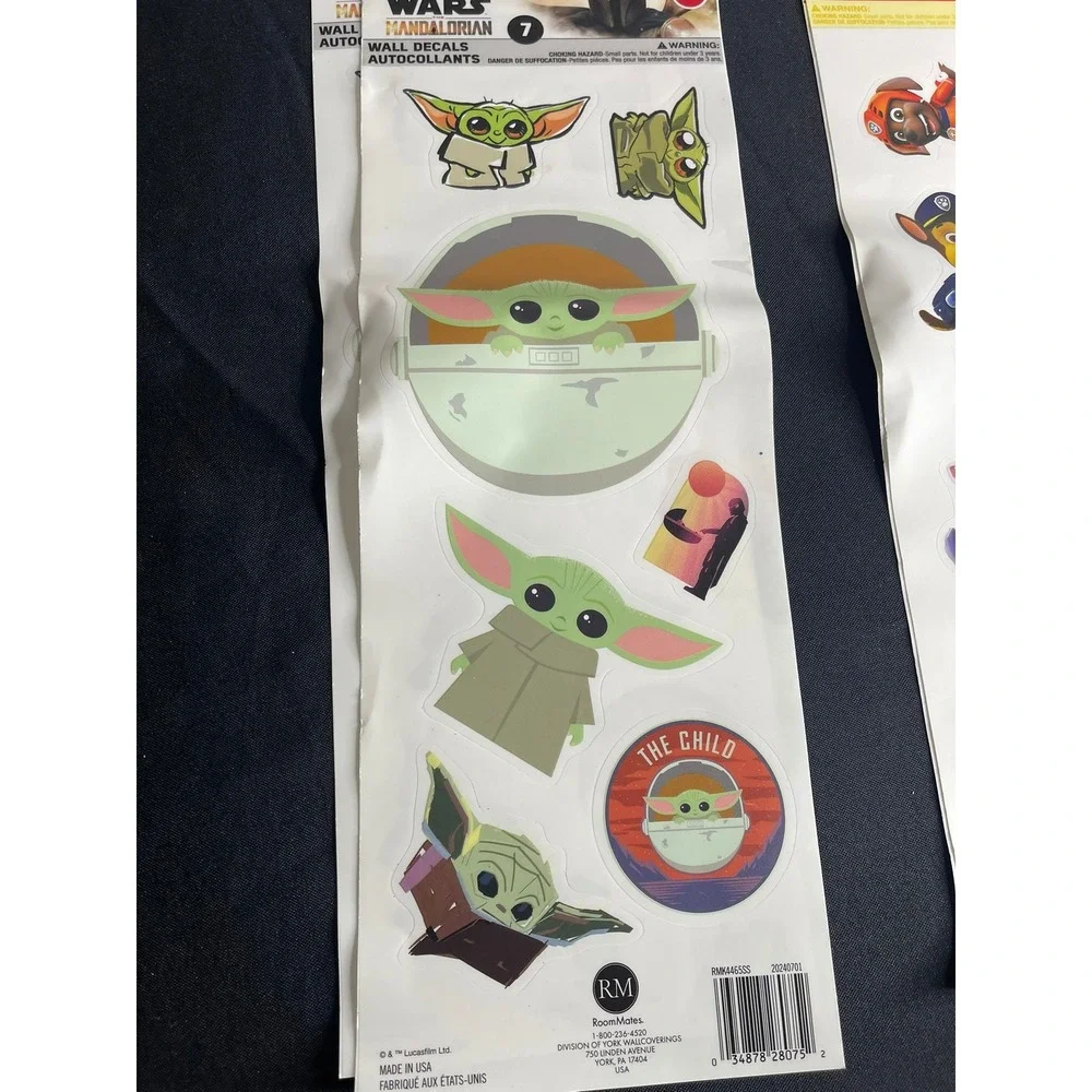 RoomMates Star Wars Mandalorian Grogu and Paw Patrol Wall Decals 4 Sheets NEW